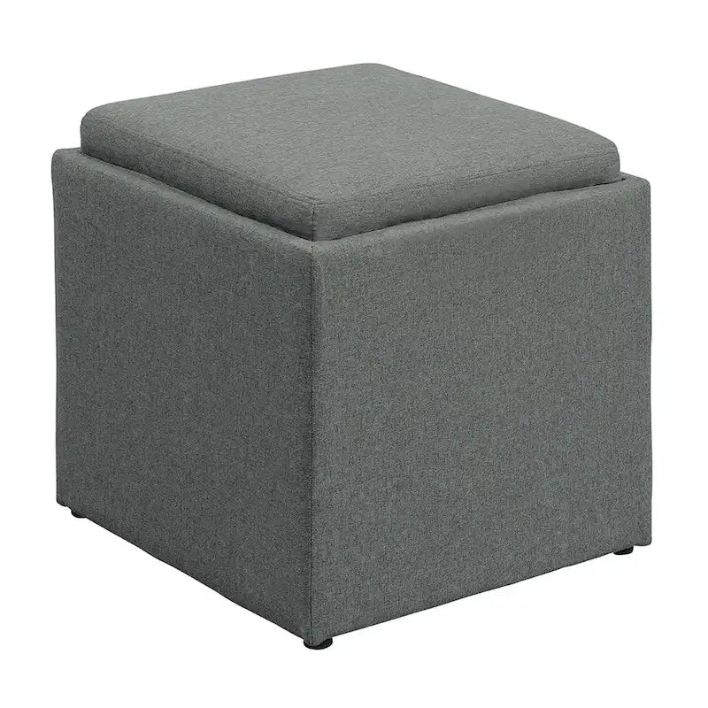 Convenience Concepts Designs4Comfort Park Avenue Single Ottoman with Stool and Reversible Tray