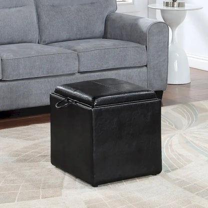 Convenience Concepts Designs4Comfort Park Avenue Single Ottoman with Stool and Reversible Tray