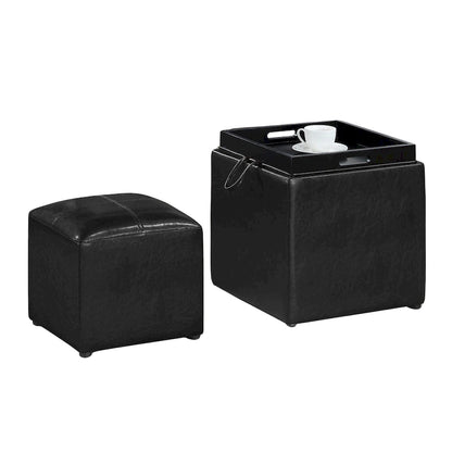 Convenience Concepts Designs4Comfort Park Avenue Single Ottoman with Stool and Reversible Tray