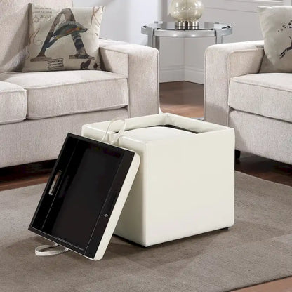 Convenience Concepts Designs4Comfort Park Avenue Single Ottoman with Stool and Reversible Tray