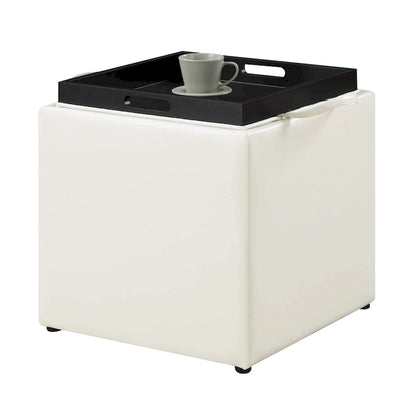 Convenience Concepts Designs4Comfort Park Avenue Single Ottoman with Stool and Reversible Tray