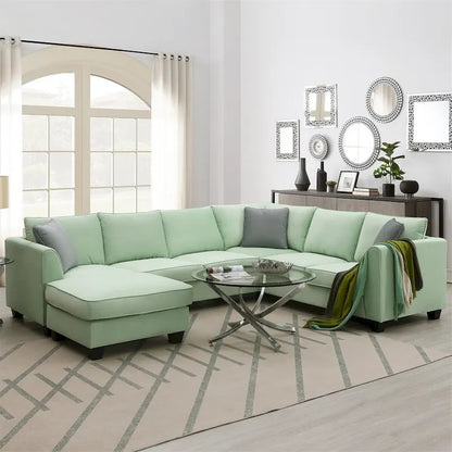 Merax 112*87 Sectional Sofa Couches Living Room Sets 7 Seats Modular Sectional Sofa