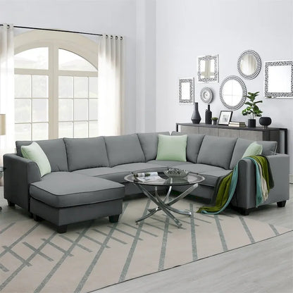 Merax 112*87 Sectional Sofa Couches Living Room Sets 7 Seats Modular Sectional Sofa