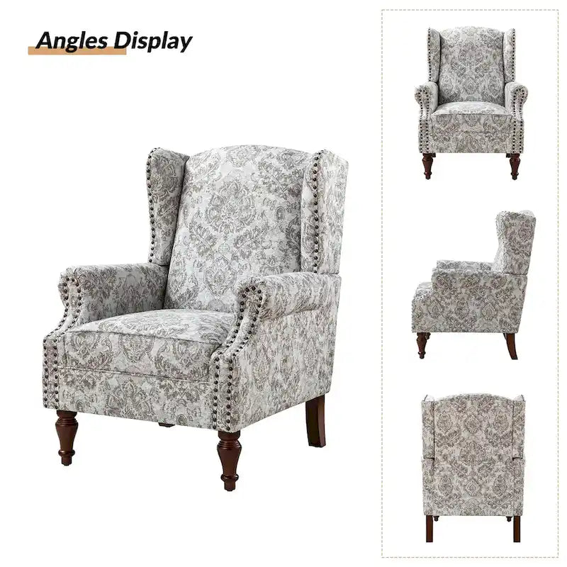 Gott Traditional Wingback Armchair with Solid Wood Legs Set of 2 by HULALA HOME