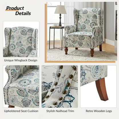 Gott Traditional Wingback Armchair with Solid Wood Legs Set of 2 by HULALA HOME