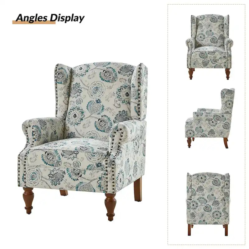 Gott Traditional Wingback Armchair with Solid Wood Legs Set of 2 by HULALA HOME