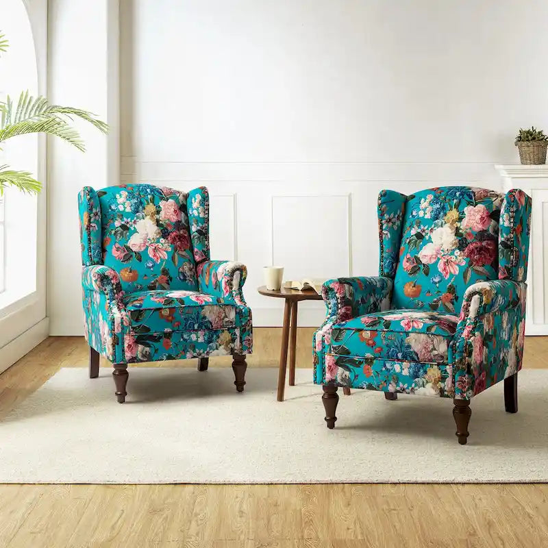 Gott Traditional Wingback Armchair with Solid Wood Legs Set of 2 by HULALA HOME