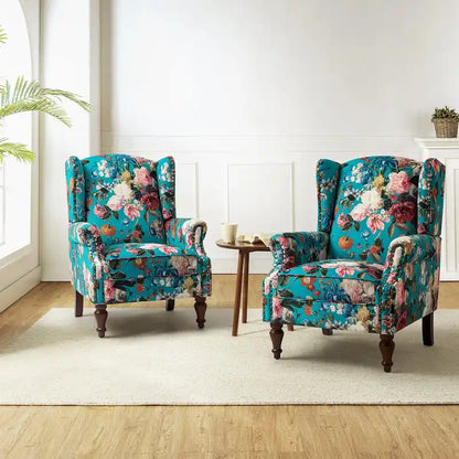 Gott Traditional Wingback Armchair with Solid Wood Legs Set of 2 by HULALA HOME