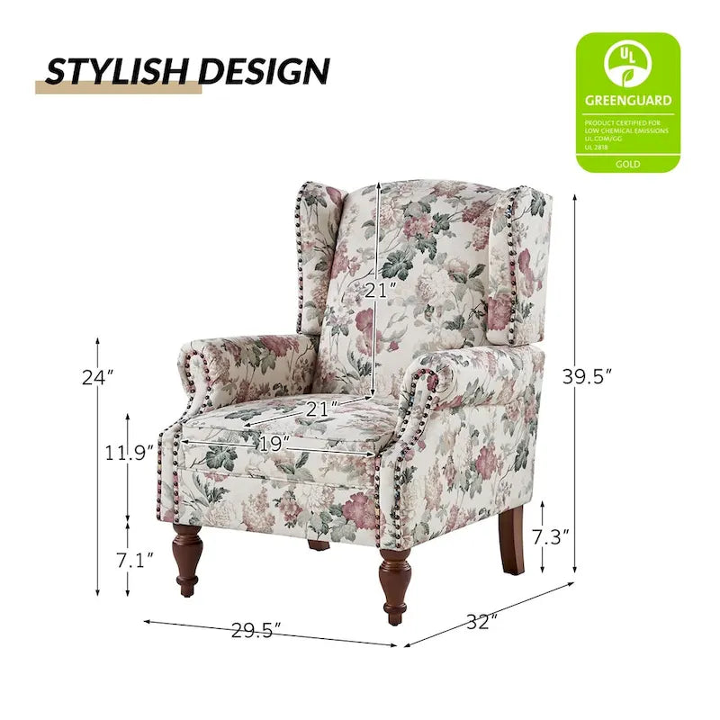 Gott Traditional Wingback Armchair with Solid Wood Legs Set of 2 by HULALA HOME