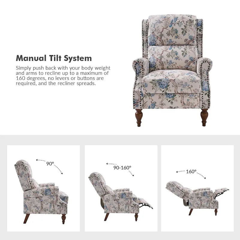 Terri Classic Cutaway Arms with Nailheads Manual Recliner for Living Room Set of 2 by HULALA HOME