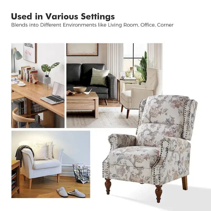 Terri Classic Cutaway Arms with Nailheads Manual Recliner for Living Room Set of 2 by HULALA HOME