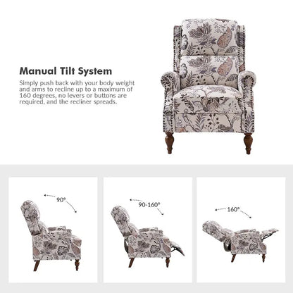 Terri Classic Cutaway Arms with Nailheads Manual Recliner for Living Room Set of 2 by HULALA HOME