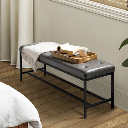 Horst 50 in.W Contemporary Upholstered Bench with Metal Legs by HULALA HOME