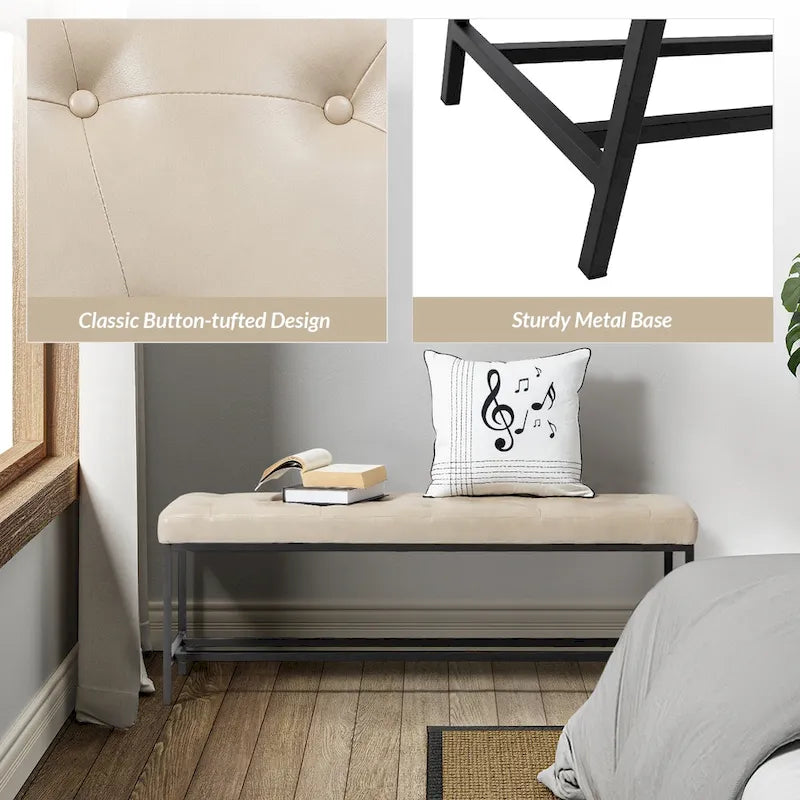 Horst 50 in.W Contemporary Upholstered Bench with Metal Legs by HULALA HOME