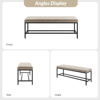 Horst 50 in.W Contemporary Upholstered Bench with Metal Legs by HULALA HOME