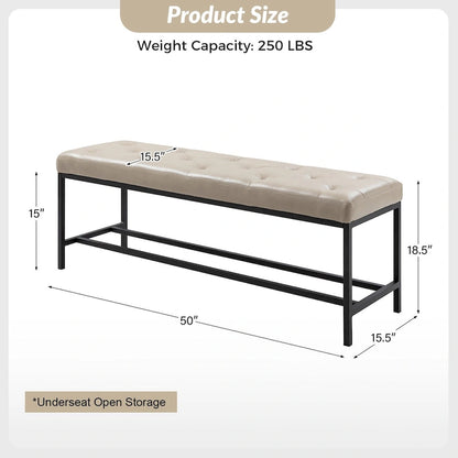 Horst 50 in.W Contemporary Upholstered Bench with Metal Legs by HULALA HOME