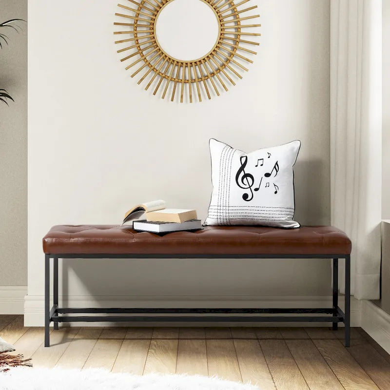 Horst 50 in.W Contemporary Upholstered Bench with Metal Legs by HULALA HOME