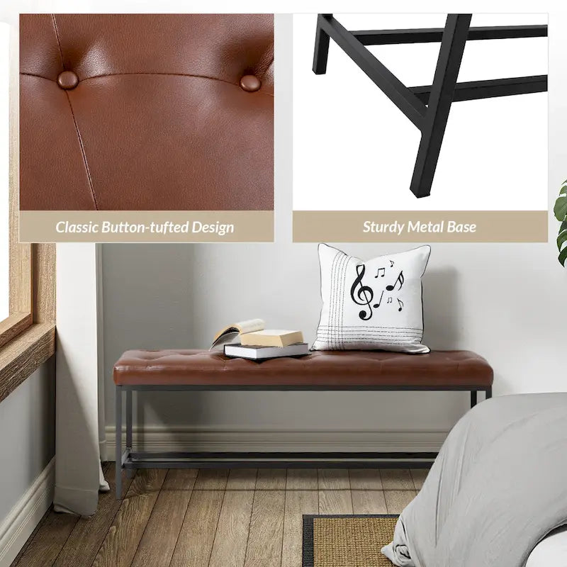 Horst 50 in.W Contemporary Upholstered Bench with Metal Legs by HULALA HOME