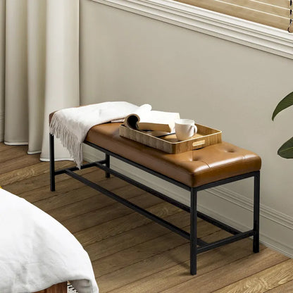 Horst 50 in.W Contemporary Upholstered Bench with Metal Legs by HULALA HOME