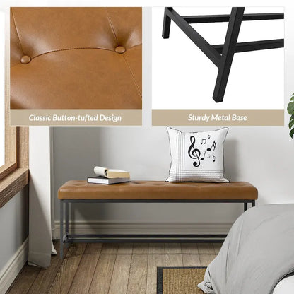 Horst 50 in.W Contemporary Upholstered Bench with Metal Legs by HULALA HOME