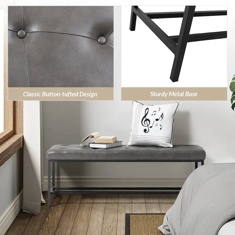 Horst 50 in.W Contemporary Upholstered Bench with Metal Legs by HULALA HOME