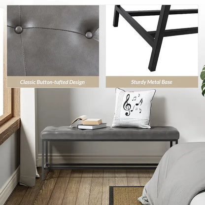 Horst 50 in.W Contemporary Upholstered Bench with Metal Legs by HULALA HOME