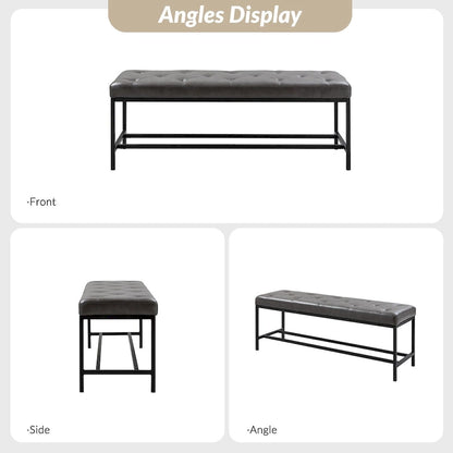 Horst 50 in.W Contemporary Upholstered Bench with Metal Legs by HULALA HOME