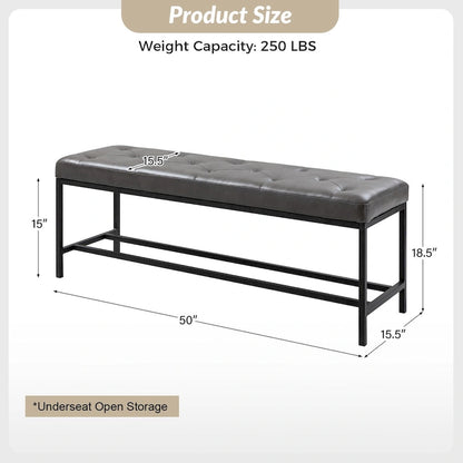 Horst 50 in.W Contemporary Upholstered Bench with Metal Legs by HULALA HOME