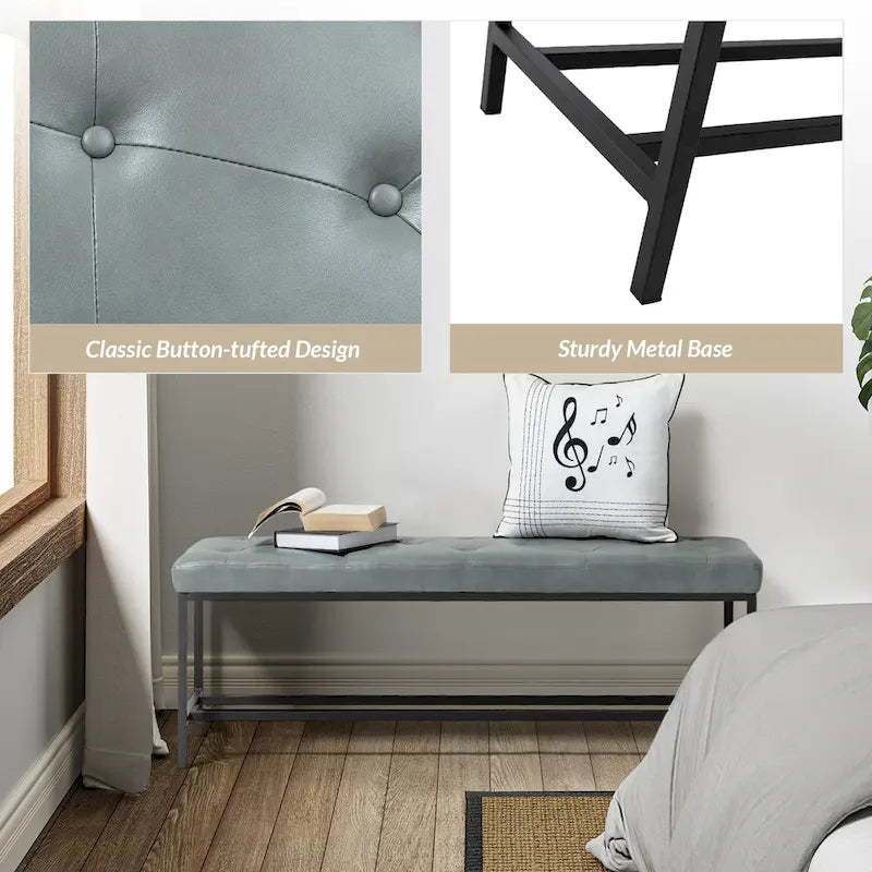 Horst 50 in.W Contemporary Upholstered Bench with Metal Legs by HULALA HOME