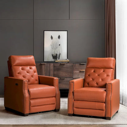 Alina 31.50Wide Genuine Leather Power Recliner with USB Port, Set of 2