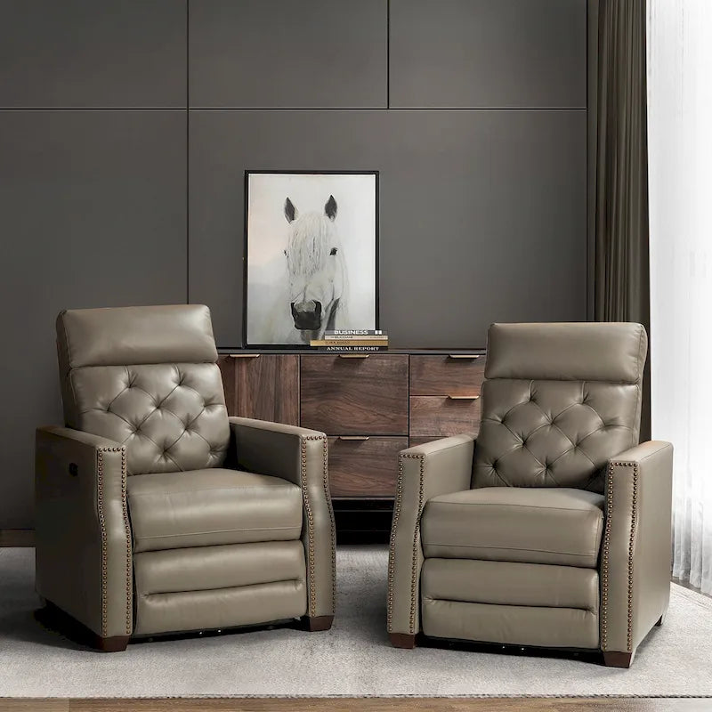 Alina 31.50Wide Genuine Leather Power Recliner with USB Port, Set of 2