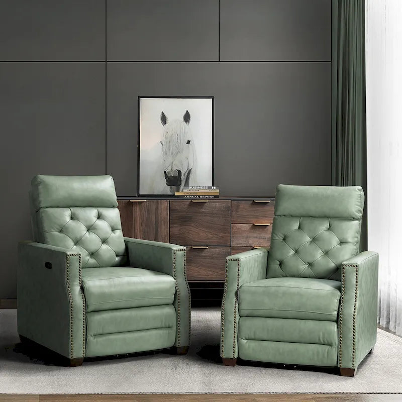 Alina 31.50Wide Genuine Leather Power Recliner with USB Port, Set of 2