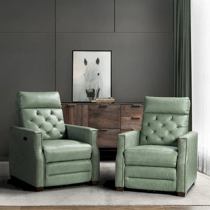 Alina 31.50Wide Genuine Leather Power Recliner with USB Port, Set of 2