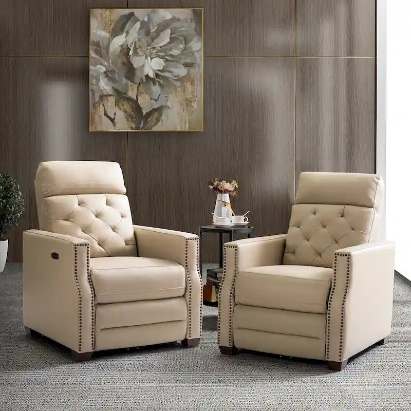 Alina 31.50Wide Genuine Leather Power Recliner with USB Port, Set of 2