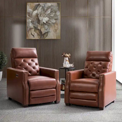 Alina 31.50Wide Genuine Leather Power Recliner with USB Port, Set of 2