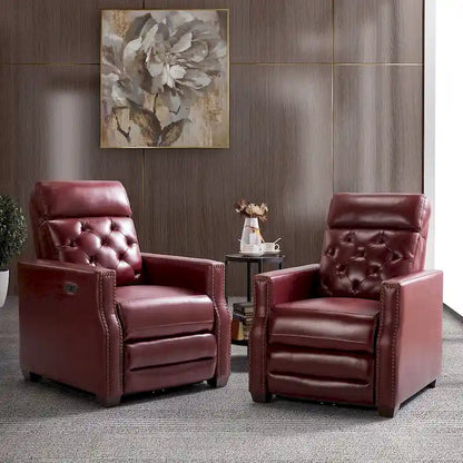 Alina 31.50Wide Genuine Leather Power Recliner with USB Port, Set of 2