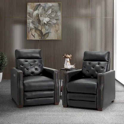 Alina 31.50Wide Genuine Leather Power Recliner with USB Port, Set of 2