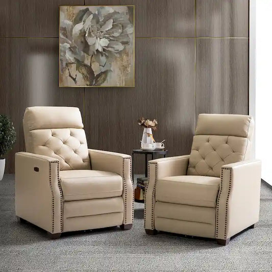 Alina 31.50Wide Genuine Leather Power Recliner with USB Port, Set of 2