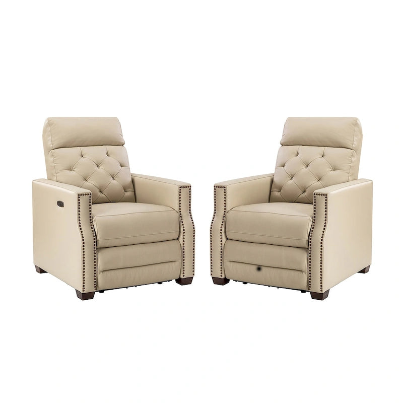 Alina 31.50Wide Genuine Leather Power Recliner with USB Port, Set of 2