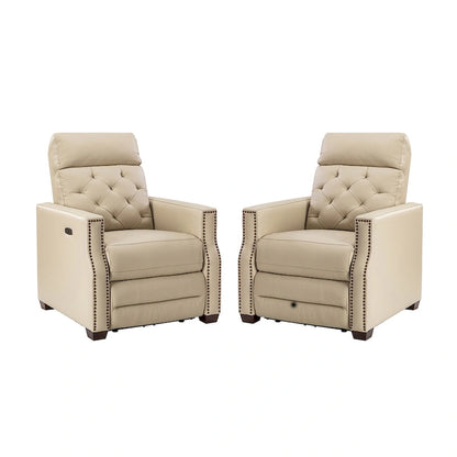 Alina 31.50Wide Genuine Leather Power Recliner with USB Port, Set of 2