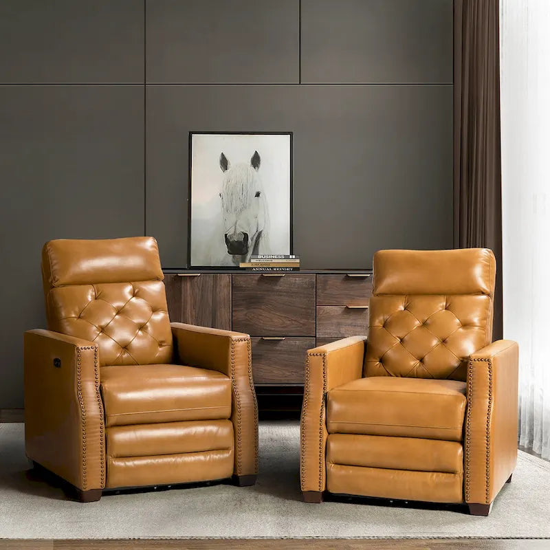 Alina 31.50Wide Genuine Leather Power Recliner with USB Port, Set of 2