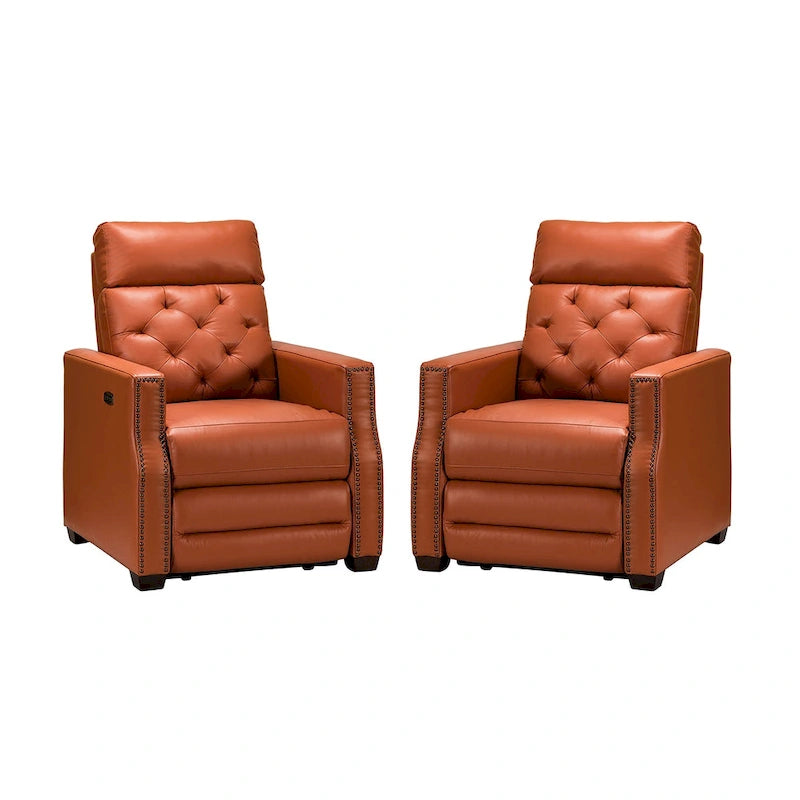 Alina 31.50Wide Genuine Leather Power Recliner with USB Port, Set of 2