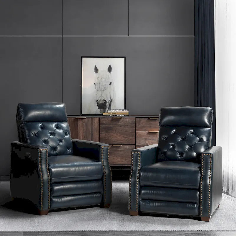 Alina 31.50Wide Genuine Leather Power Recliner with USB Port, Set of 2