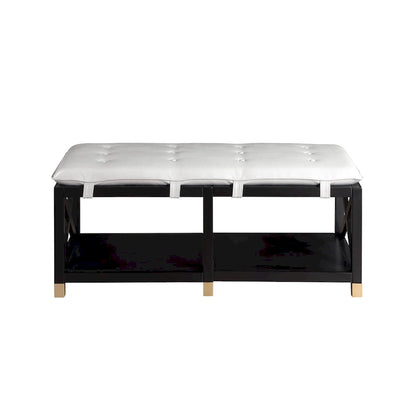 Transitional Wood Storage Bench with Removable Faux Leather Cushions by Furniture of America