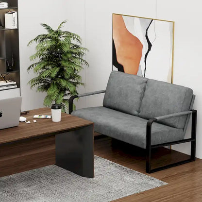 Loveseat Couch Bench Settee for Living Room, Upholstered Small Sofa Couch PU Leather Banquette Lounge Bench for Dining Room