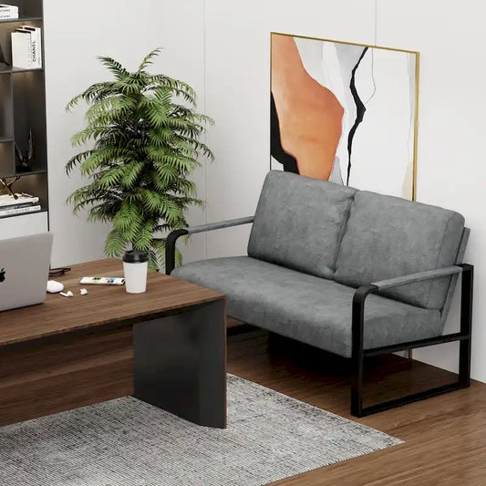 Loveseat Couch Bench Settee for Living Room, Upholstered Small Sofa Couch PU Leather Banquette Lounge Bench for Dining Room