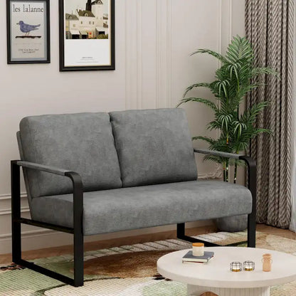 Loveseat Couch Bench Settee for Living Room, Upholstered Small Sofa Couch PU Leather Banquette Lounge Bench for Dining Room