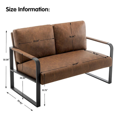 Loveseat Couch Bench Settee for Living Room, Upholstered Small Sofa Couch PU Leather Banquette Lounge Bench for Dining Room
