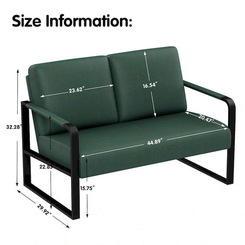 Loveseat Couch Bench Settee for Living Room, Upholstered Small Sofa Couch PU Leather Banquette Lounge Bench for Dining Room