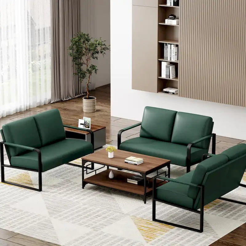 Loveseat Couch Bench Settee for Living Room, Upholstered Small Sofa Couch PU Leather Banquette Lounge Bench for Dining Room